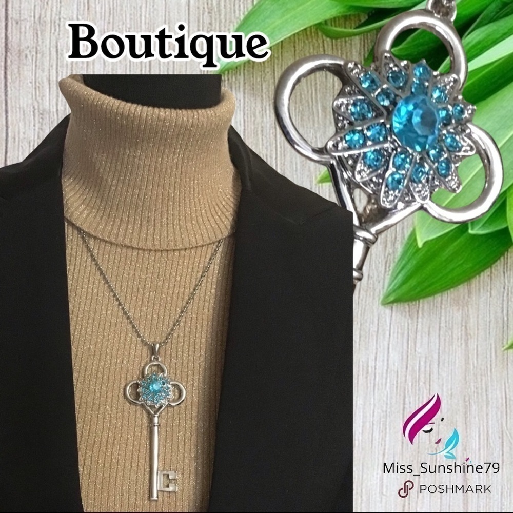 Boutique - long sweater necklace key bling sparkle elegant - interchangeable ♥️